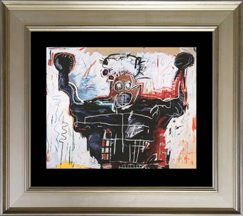 Jean- Michel Basquiat Lithograph after Basquiat from  1984: Jean Michel Basquiat Color Plate Lithograph from 1984 Approx 24 x20 inches Custom framed and includes certificate