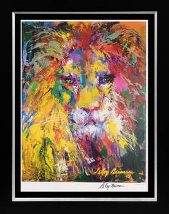 Leroy Neiman Lion Lithograph Hand signed: Leroy Neiman Lithograph. Hand signed by Leroy Neiman Approx 36x30 inches. Custom framed. Includes certificate of authenticity.