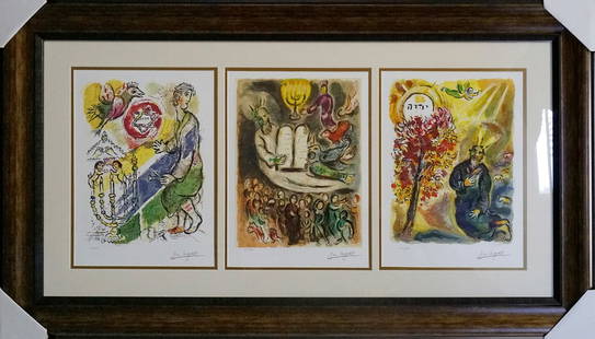 Marc Chagall Limited Edition on paper Exodus: Marc Chagall Limited Edition on paper Exodus Numbered Signed in the plate. Custom framed and includes certificate. Approx 40 x 26 inches