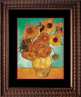 Vincent Van Gogh Sunflowers Hand Embellished on Canvas: Vincent Van Gogh Starry Night Hand embellished on canvas after Van Gogh Sunflowers Vincent Van Gogh Hand Embellished Canvas. Signature is in the plate. Approx 26x28 inches. Includes certificate.