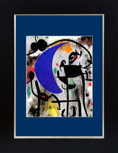 Joan Miro  Color Plate Lithograph: Joan Miro 1959 Lithograph from Mourlot Press in Paris. Approx 20x24 inches. Professionally framed. Includes certificate of authenticity.