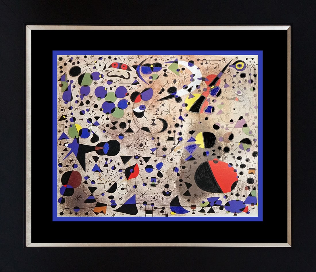 Joan Miro Color Plate Lithograph: Joan Miro Color Plate Lithograph approx 24x20 inches. Includes certificate. Custom framed.