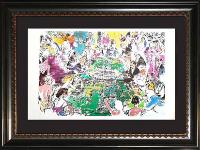 Leroy Neiman Hand signed Lithograph Gaming The Game of Life: Leroy Neiman Hand signed Lithograph Game of Life Approx 24x28 inches. Includes certificate of authenticity. Custom framed.