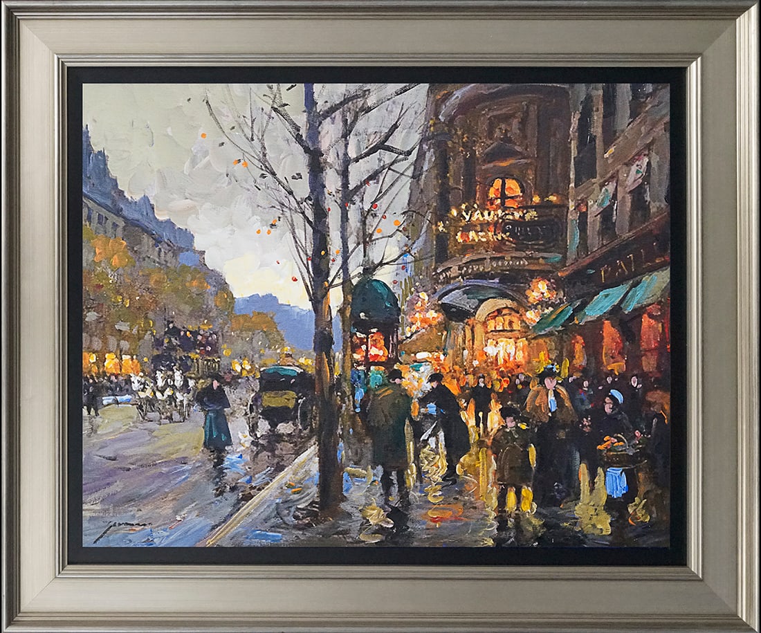 Michael Schofield Paris Hand embellished on canvas: by Michael Schofield Hand embellished on canvas Hand signed by the artist. Approx 18 x24 image . Includes certificate Custom framed. This work was purchased directly from the artist.