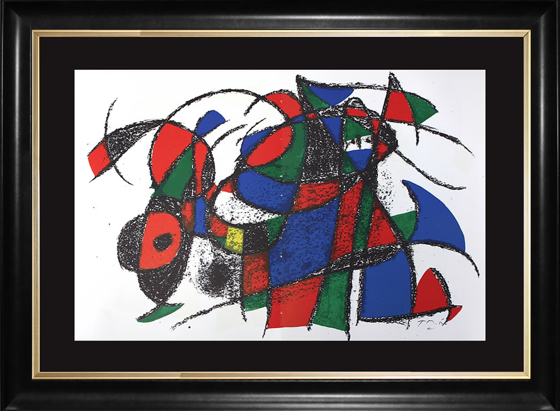 Joan Miro Hand Signed Original Lithograph: Joan Miro Original Lithograph Printed in the 1970's by Mourlot Press. Hand signed by the artist. Custom framed Includes certificate of authenticity. Approx 24x26 inches.