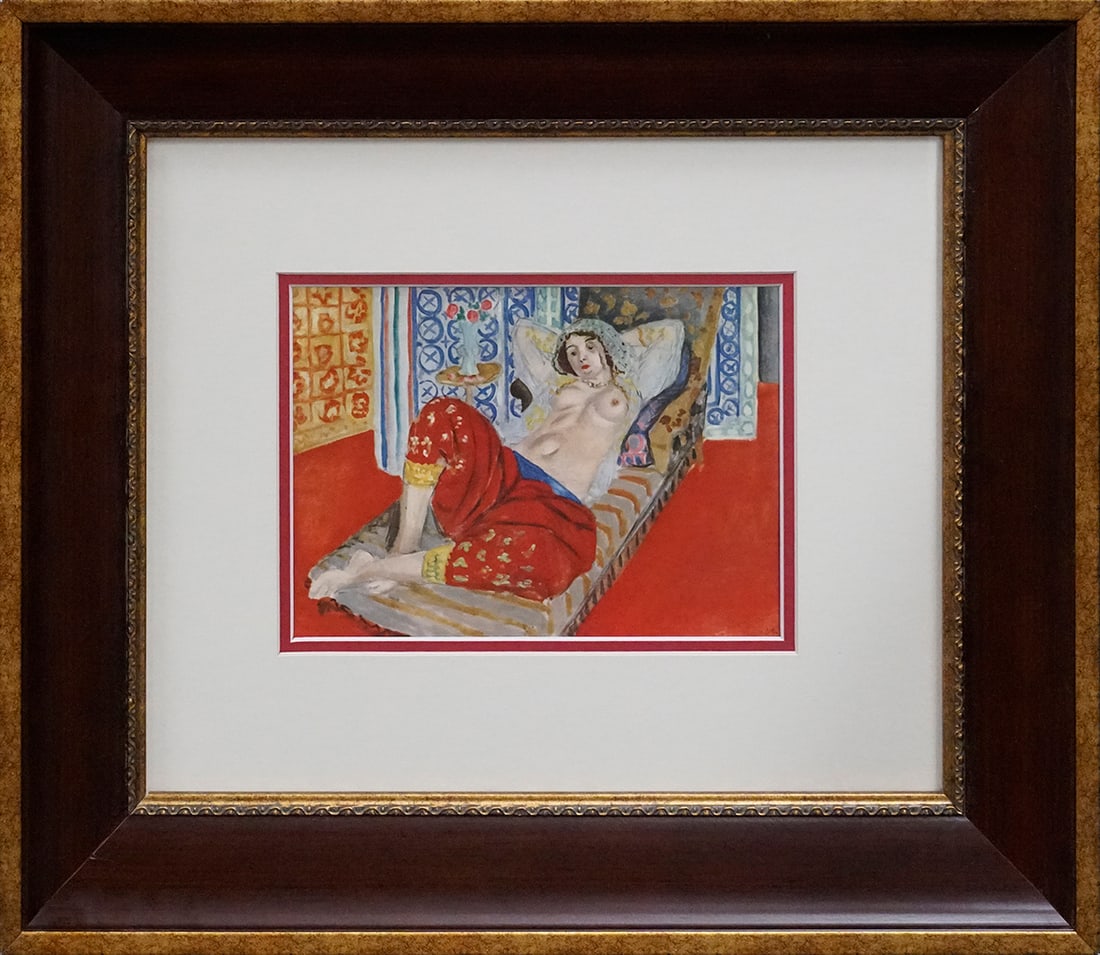 Henri Matisse Lithograph from 1968: Henri Matisse Color Plate Lithograph after Modigliani Approx 24x20 inches Custom framed. Includes certificate.