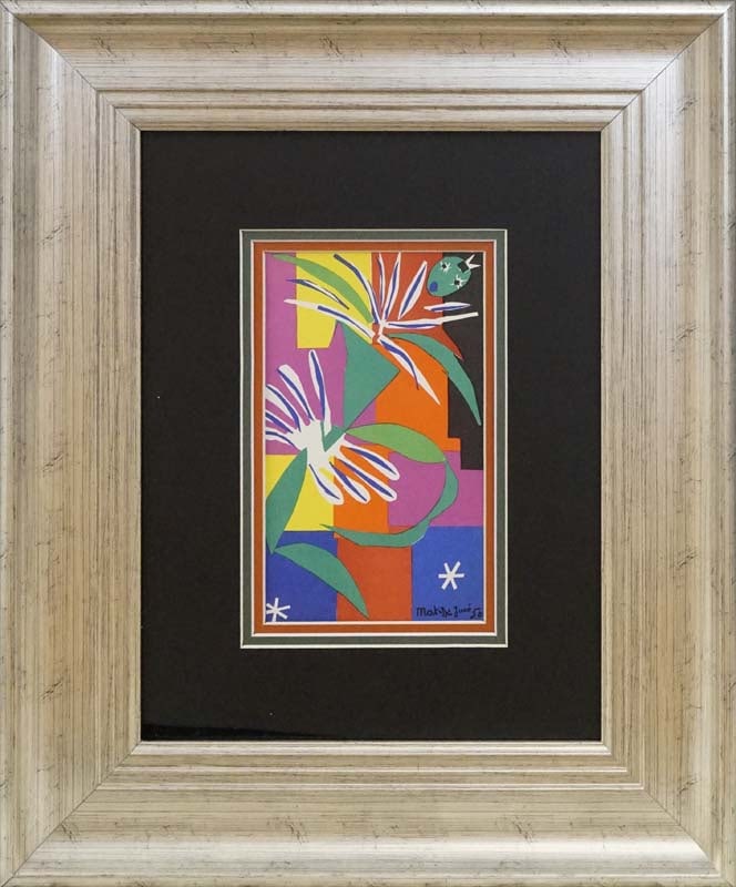 Henri Matisse color Plate Lithograph: Henri Matisse Color Plate LIthograph after Matisse from 1967 Approx 24 x 20 inches Custom framed and includes certifiicate