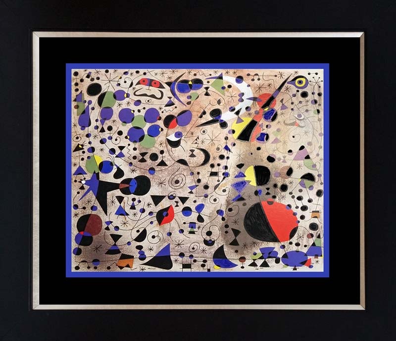 Joan Miro Color Plate Lithograph: Joan Miro Color Plate Lithograph approx 24x20 inches. Includes certificate. Custom framed.