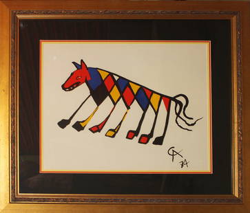 Alexander Calder Original Lithograph Beastie Animal: Alexander Calder Original Lithograph Animal. Signed. 1974 Includes certificate of authenticity. Custom framed. 28x32 approx (American, 1898-1976)