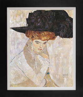 Woman in the black Hat after Gustav Klimt Limited Edition: After Gustav Klimt Embellished Limited Edition on canvas Professionally framed Approx 18 x 24 image Includes documentation