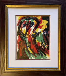 Karel Appel Color Plate Lithograph: Karel Appel Color Plate Lithograph from 1973. Approx 24x20 inches Includes certificate. Custom framed.