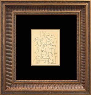 Pablo Picasso lithograph from 90 years ago Antique on Velin from 1926 Paris.: Pablo Picasso lithograph from 90 years ago Antique on Velin from 1926 Paris. Image size 10x 8 inches and approx 24 x 20 inches overall. Custom framed Includes certificate.