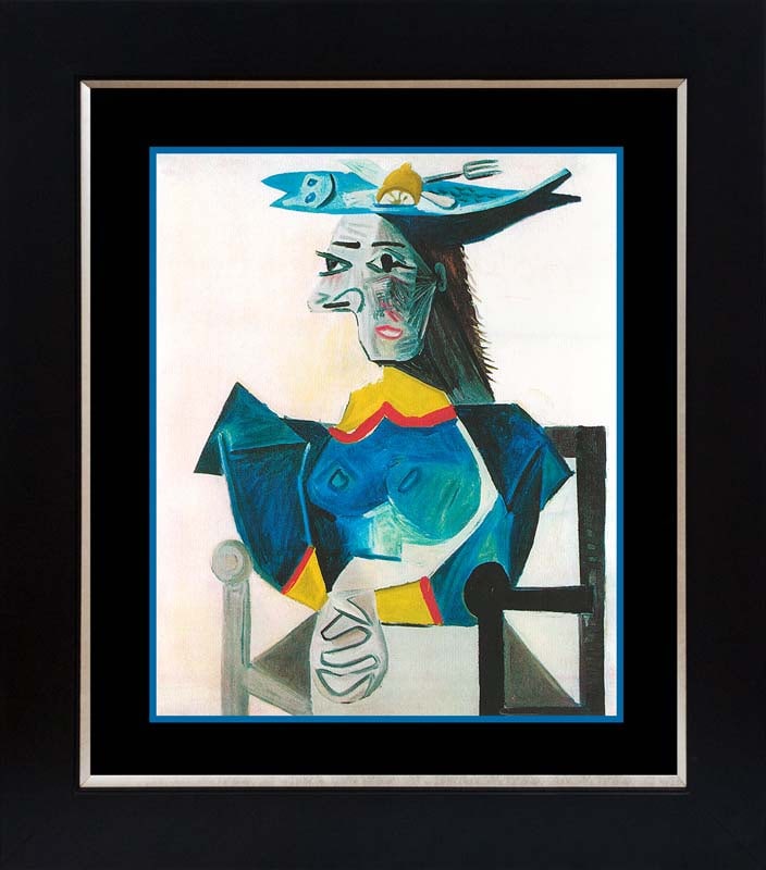 Pablo Picasso Limited Edition Collection Domaine Woman with fork: Pablo Picasso -Limited edition Lithograph - Custom framed. Estate signed. From the Collection Domaine Picasso. Includes certificate of authenticity. Approx. 26x30.