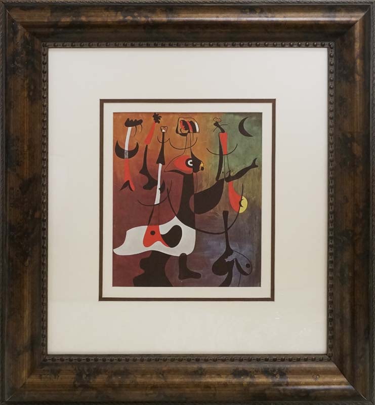 Joan Miro color Plate Lithograph from 1964: Joan Miro Color Plate Lithograph from 1964 Professionally framed Approx 24x20 inches Includes certificate