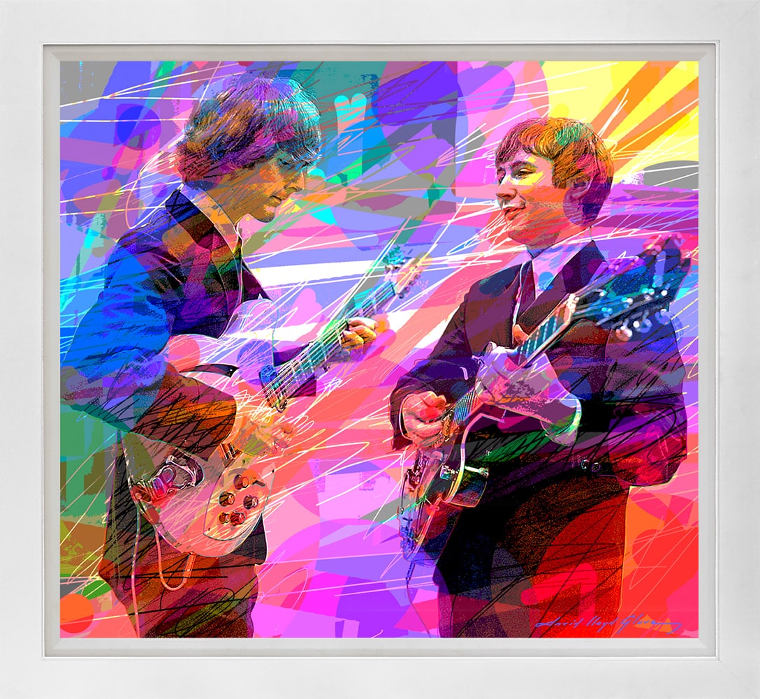 McQuinn and Crosby the Bryds Mixed Media Original on canvas by David Lloyd Glover: Mixed media on canvas by David Lloyd Glover Hand signed by the artist. On canvas image size Approx image size 24x24 inches Custom framed and includes certificate This work was purchased directly from