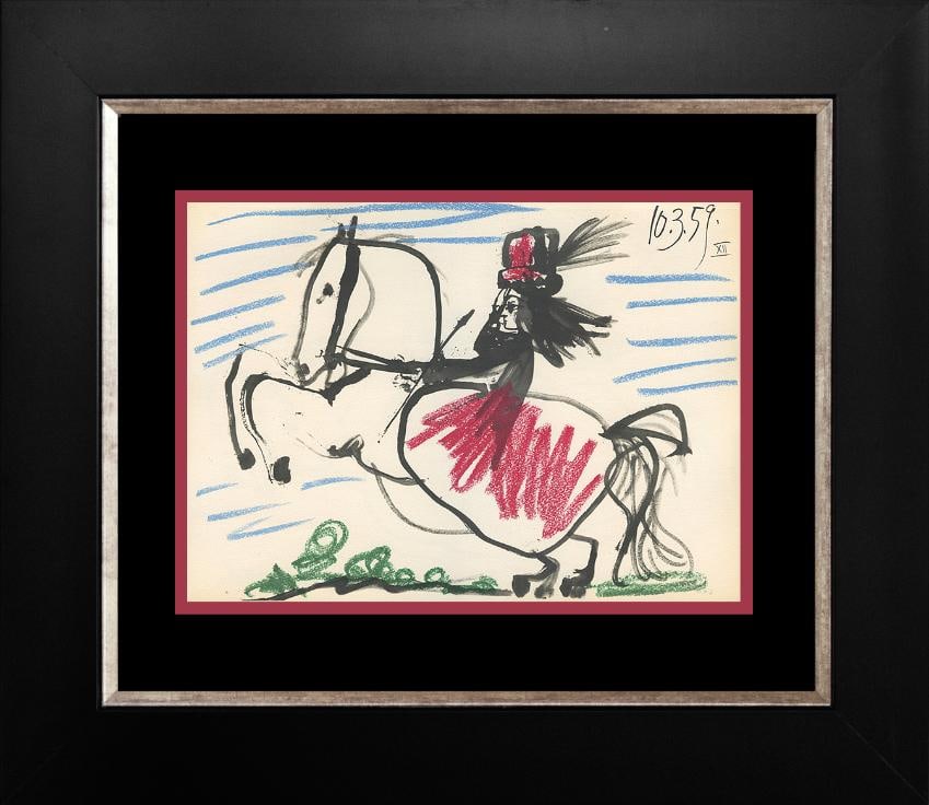 Pablo Picasso 1961 Lithograph. From the 1959 Sketchbook.: Pablo Picasso Lithograph from 1961 Includes certificate of authenticity. Approx 20x24 inches. Custom framed. Printed In Paris. Dated 1959 by the artist. From Picasso's sketchbook from 1959.
