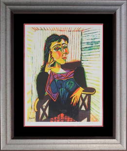 Pablo Picasso Limited Edition Dora Maar: Pablo Picasso Limited Edition Dora Maar Includes certificate of authenticity. Approx. image size 24 x 18 inches image size Custom framed