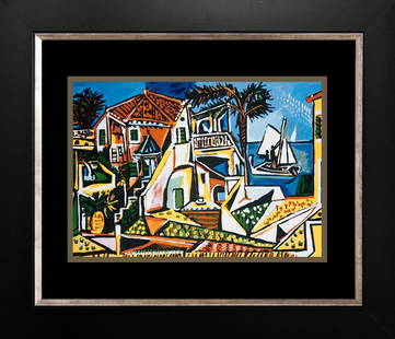 Pablo Picasso Limited Edition Mediterranean Landscape: Pablo Picasso Limited Edition Mediterranean Landscape Includes certificate of authenticity. Approx. image size 24 x 18 inches image size Custom framed