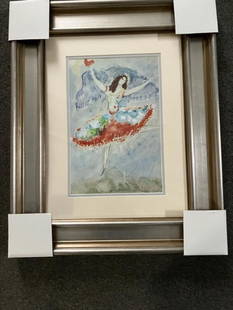 Marc Chagall Hand signed Lithograph after Chagall from 1977: Marc Chagall Hand signed Lithograph. from 1975 Approx 24x28 inches. Professionally framed. Includes certificate of authenticity.