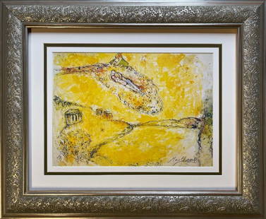 Marc Chagall Hand signed Lithograph after Chagall from 1977: Marc Chagall Hand signed Lithograph. from 1975 Approx 24x28 inches. Professionally framed. Includes certificate of authenticity.