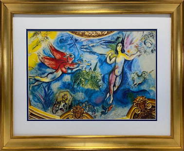 Marc Chagall Hand signed Lithograph after Chagall from 1977: Marc Chagall Hand signed Lithograph. from 1975 Approx 24x28 inches. Professionally framed. Includes certificate of authenticity.