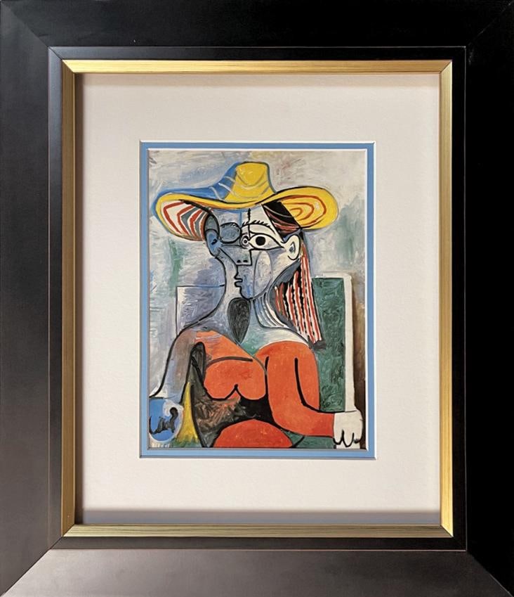 Pablo Picasso Color Plate Lithograph from 1968: Pablo Picasso color plate lithograph Includes certificate of authenticity. Approx. image size 24 x 18 inches image size Custom framed