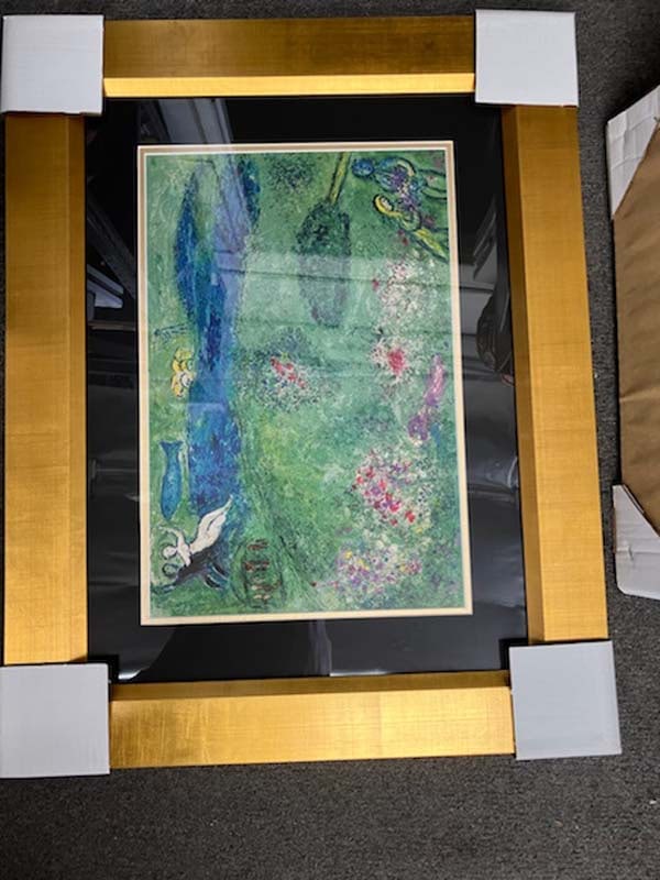 Marc Chagall Hand Signed Lithograph: Marc Chagall Hand Signed Lithograph from 1977. Approx 26x20 inches Custom framed and includes certificate of authenticity