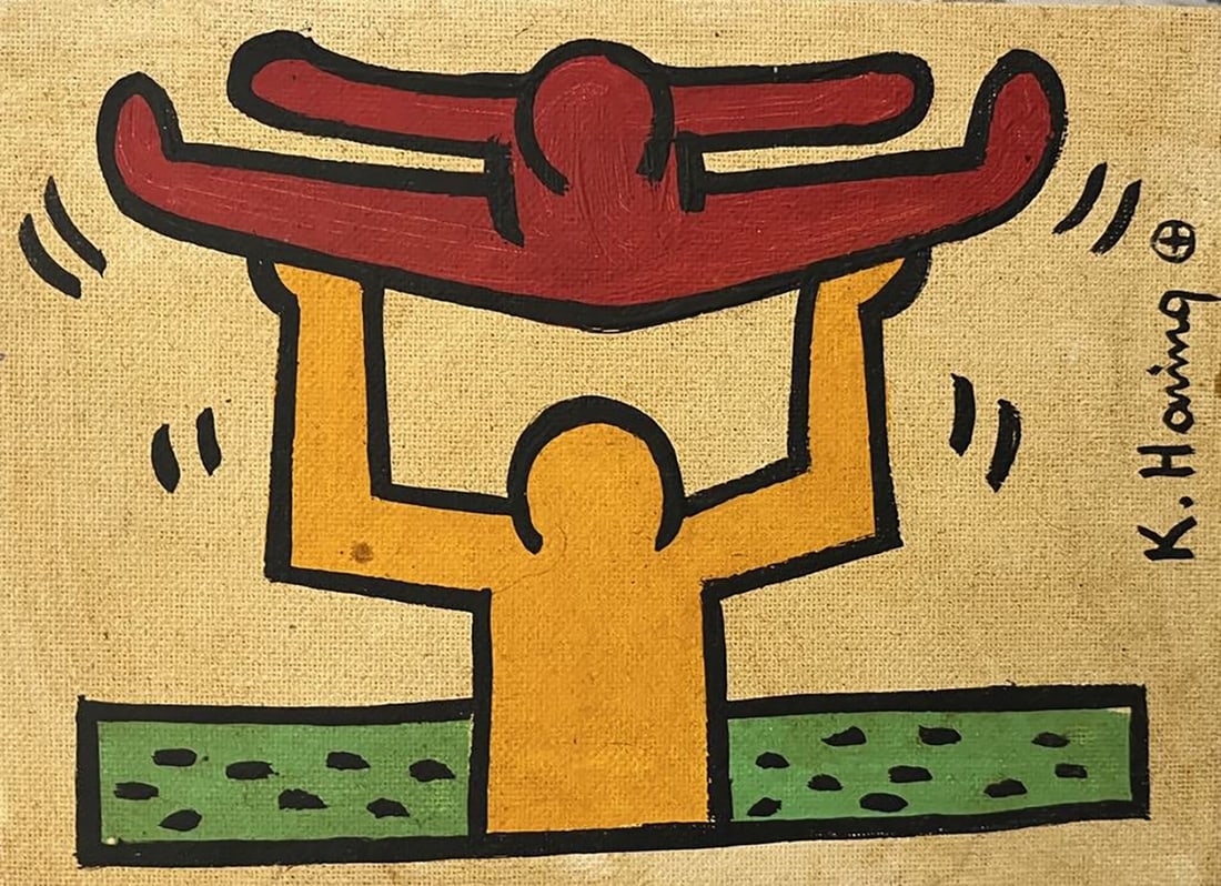 Keith Haring original on canvas on board (1 of 1)