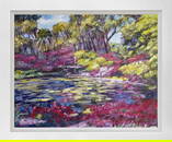 Reflecting Pond with Spring Azaleas  by David Lloyd Glover  Mixed Media Original on canvas