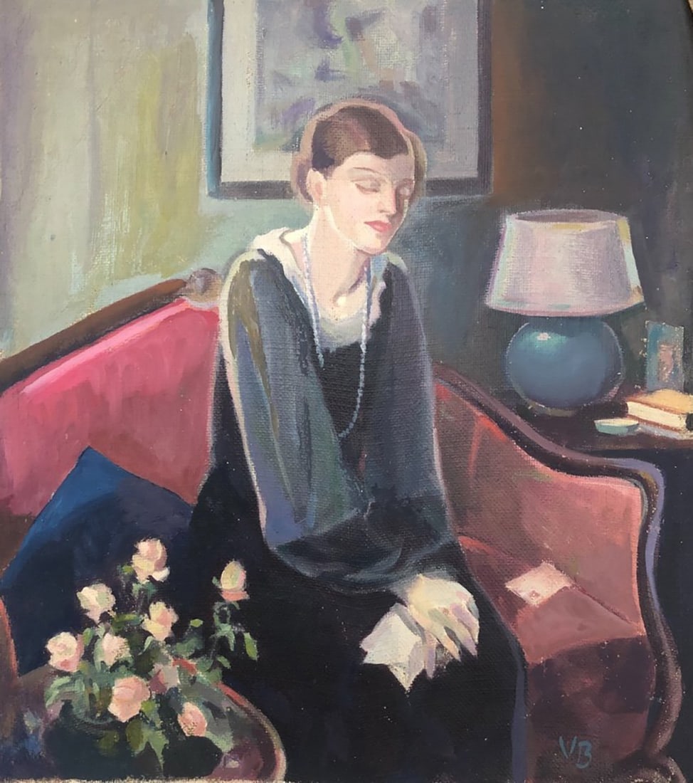 Original oil by Vanessa Bell 1904-1961: Original oil on canvas on board Hand signed 30x27 cm Hand signed VB