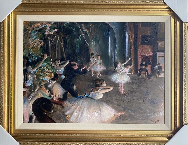 Edgar Degas Hand embellished canvas Limited Edition: After Edgar Degas. Hand embellished ink on canvas. The signature is in the plate. Custom framed. Approx 30x28 inches. Includes certificate of authenticity.
