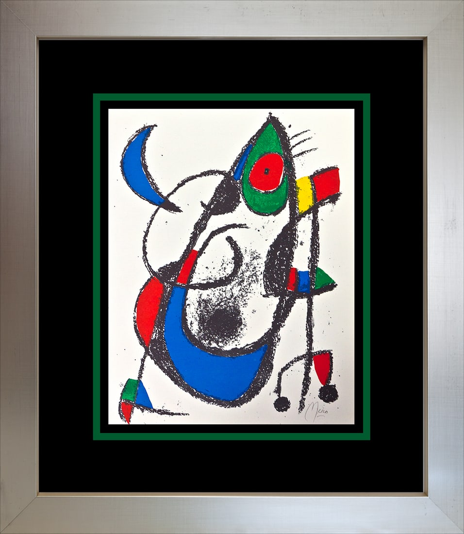 Joan Miro Original Lithograph hand signed by the artist.: Joan Miro Hand Signed Original Lithograph. This lithograph is hand signed by the artist. Approx 24x20 inches and includes certificate of authenticity. Custom framed.