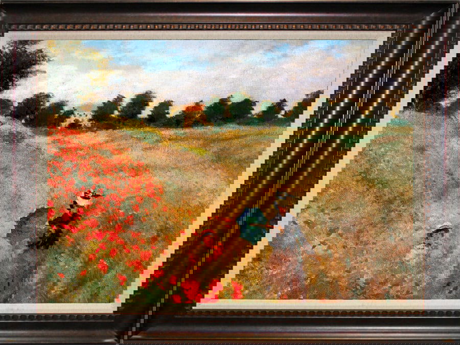 Claude Monet Poppyfield II After Monet. Limited Edition on canvas landscape Hand embellished on: Claude Monet Poppyfield II Monet. Limited edition Hand embellished on canvas.after Claude Monet The signature is in the plate. Approx size is 26x28 inches. Includes certificate of authenticity. Custom