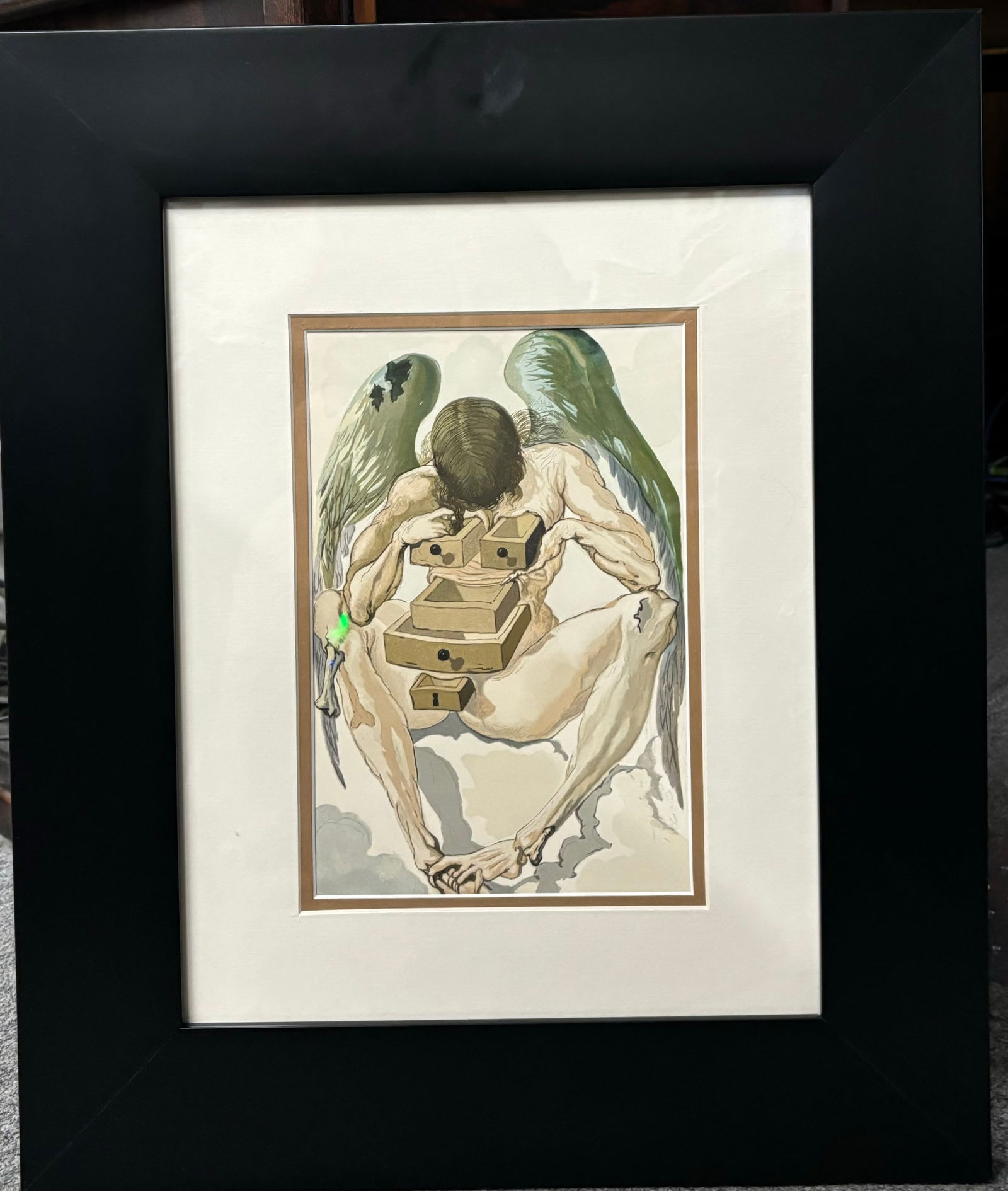 Salvador Dali Wood cut Divine Comedy 1964: Original Wood Cut from 1964 Salvador Dali This is approx 22x20 inches Custom Framed and includes certificate of authenticity