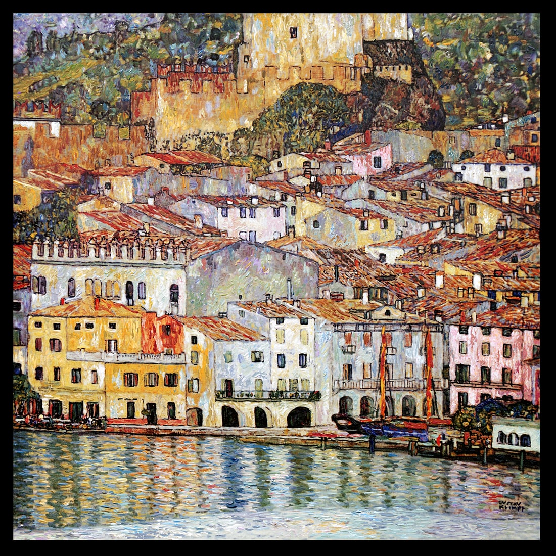 Gustav Klimt hand embellished on canvas Limited Edition: Hand embellished on canvas Gustav Klimt Limited Edition on canvas Professionally framed Approx 32 x 32 inches