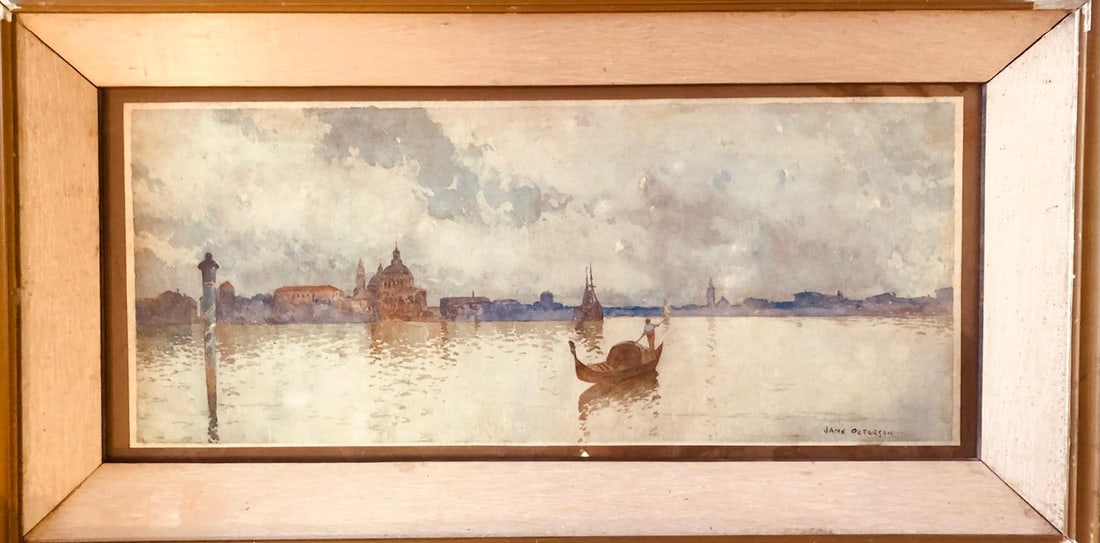 Jane Peterson original watercolor on paper Venetian Canal: Jane Peterson Watercolor on paper Veneitian Canal 41x17 cm signed lower right corner Provenance Private Collection