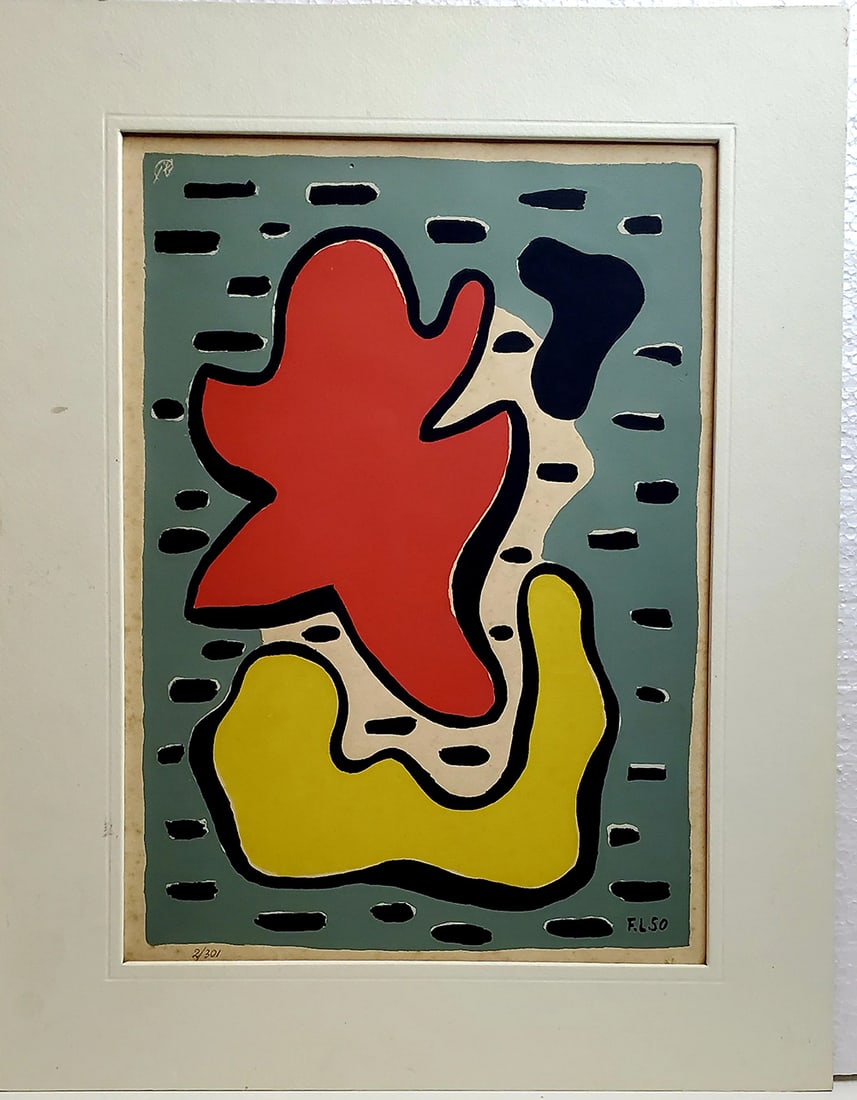 Fernand Leger、COMPOSITION AUX DOMINOS Fernand Leger Composition Aux Dominos Lithograph | Chairish