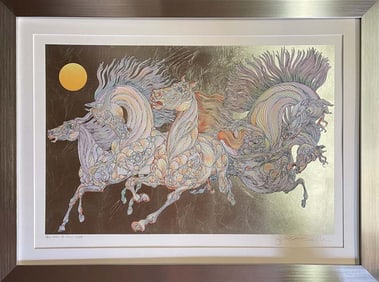 Guillaume Azoulay Original Etching  colored with silver leaf