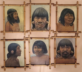 Six works, oil on wood, By Holden Jara (Paraquay)  Guarani Indians of Paraguay.