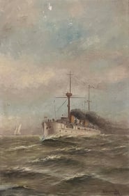 Ship on the High Seas by Somerscales  Oil on canvas