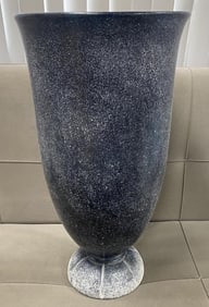 Karl Springer Monumental Signed Hand Blown Scavo Glass Urn  1980s