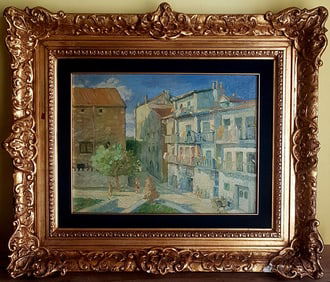 Old European impressionist painting signed OT 62  from 1962