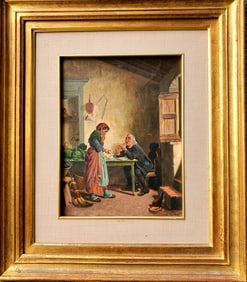 Ancient painting The Doctor by Giovanni Maria Borri (1802-c.1875)