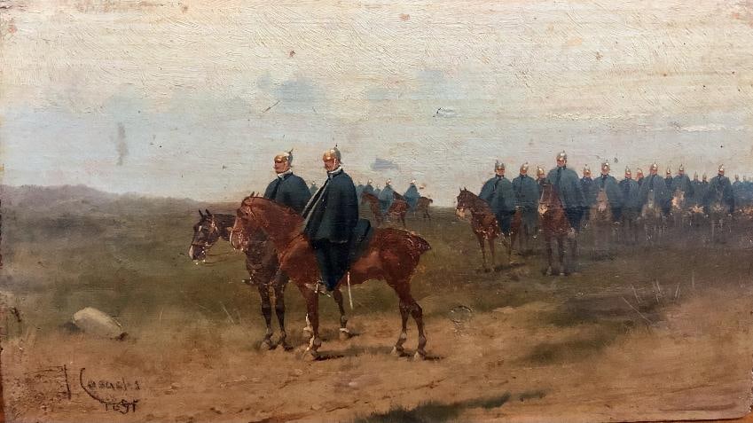 Jose Cusachs y Cusachs ( 1851- 1908) was a Spanish soldier and painter. Oil on board (1 of 1)