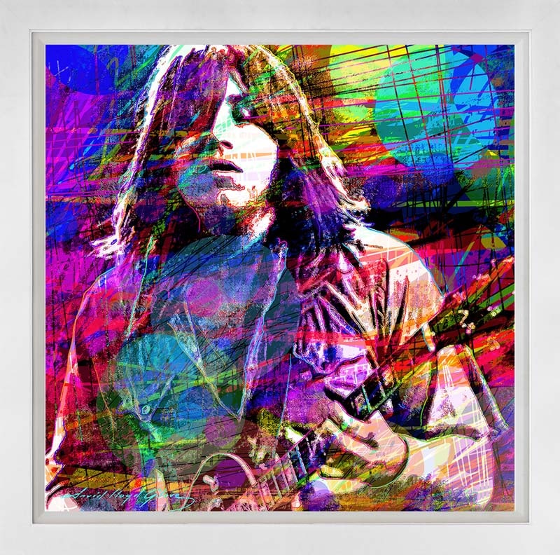 Terry Kath of Chicago Mixed Media original on canvas David Lloyd Glover: Mixed Media Original by David Lloyd Glover Hand signed by the artist Approx 24 x 18 inches image size Custom framed includes certificate