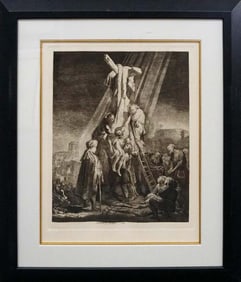 Rembrandt The Descent From the Cross. Etching from the original copper plates recreated by Amond