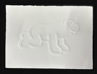 Once upon a Time from 1989 embossed engraving by Keith Haring with Foundation official stamp