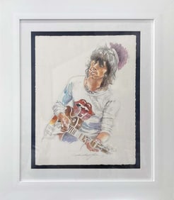 Keith Richards Mixed media original on paper by David Lloyd Glover