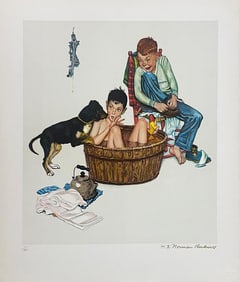 Norman Rockwell Limited Edition Lickin Good Bath Lithograph Enclore Edition