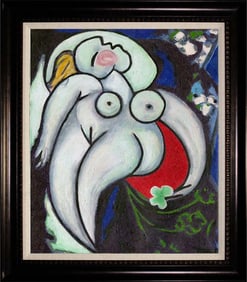 Pablo Picasso Limited Edition hand embellished ink on embellished canvas Femme Couchee.